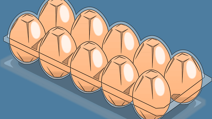 真空成形で作られた卵のパッケージ
