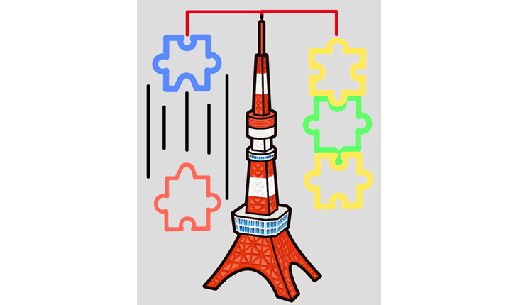 逆テーパー この外れない形状を利用して固定する 浮かんだイメージはジグソーパズル