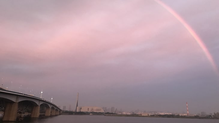 10月5日荒川湾岸橋にかかる虹